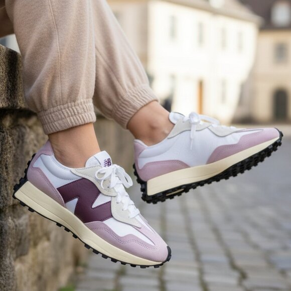 New Balance 327 "2025" Unisex W7 / M5.5 Leather Sneaker Shoes Leather White Pink - Picture 1 of 10